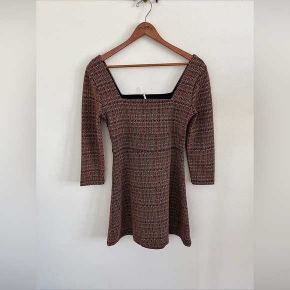 Free People Uptown Girl Tweed Mini Dress size 6 1960s Mod Boho Academia - Picture 4 of 13